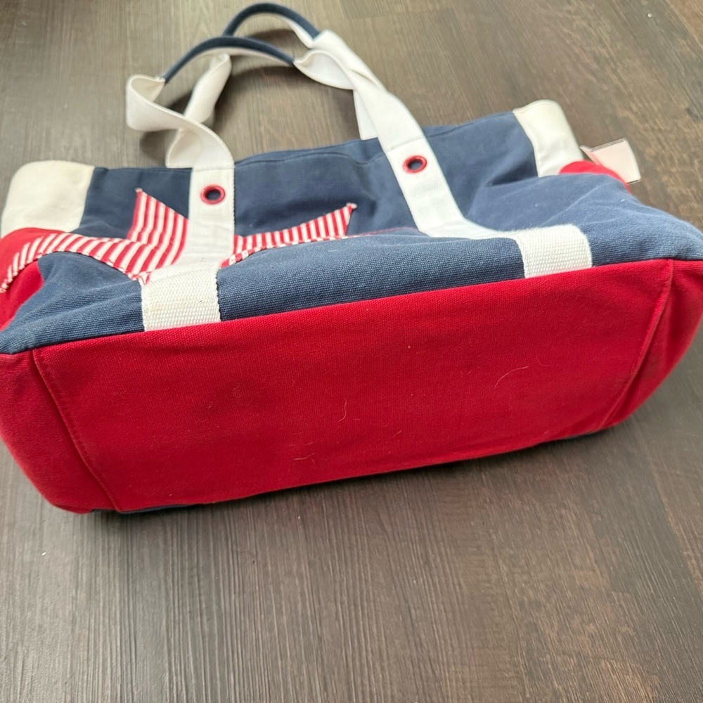 Large Red White and Blue Star Canvas Beach Weekend Tote Bag Large - Picture 2 of 9